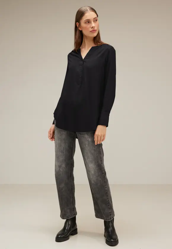 Longbluse in Unifarbe - Black