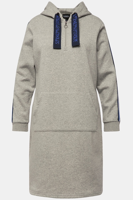 Sweatkleid, A-Linie, Kapuze, Glitzerstreifen, Langarm