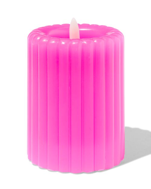 Bougie LED 7.5x10cm rib rose