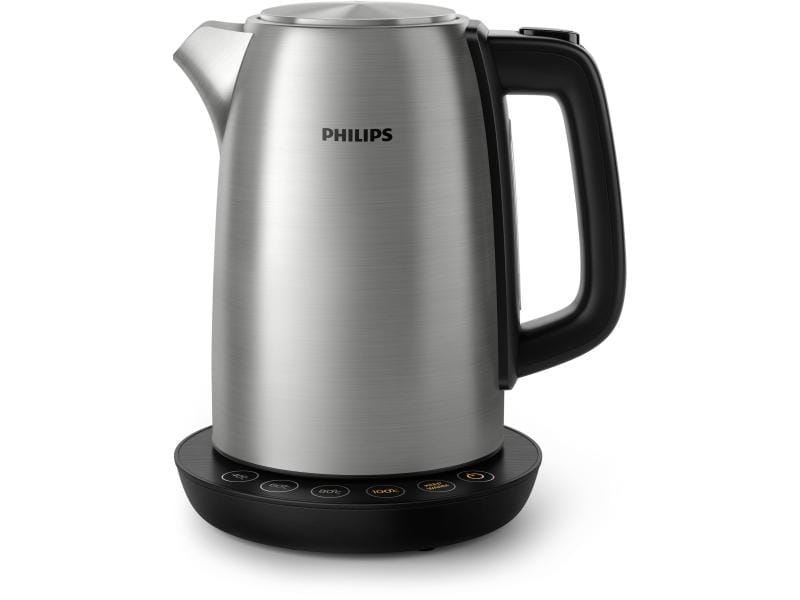 Philips Wasserkocher Avance 1.7 l, Silber Wasserkocher mit Temperaturregler