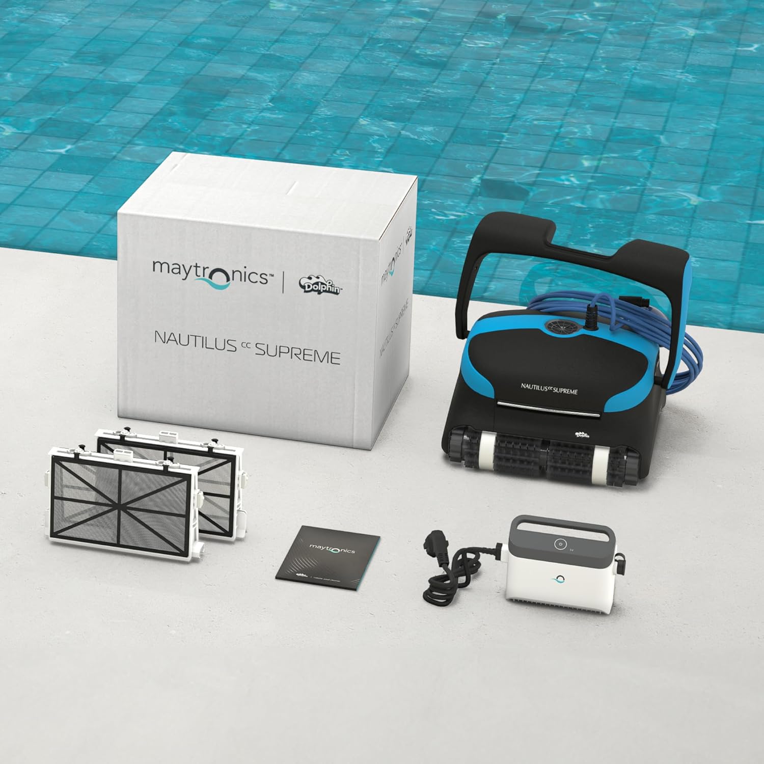 Dolphin Nautilus CC Supreme Robot Nettoyeur électrique avec Fil pour Piscine Hors-Sol Jusqu’à 15 m - Nettoyage Fond, parois et Ligne d'eau - Filtration Ultra Fine