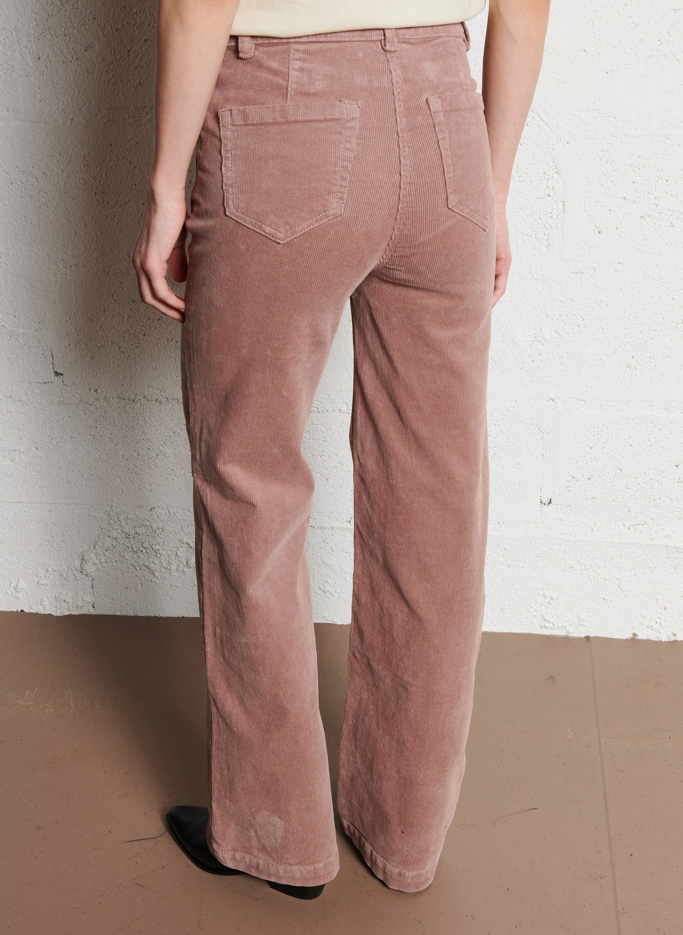 LUNA - Pantalon large en coton mélangé | Rose