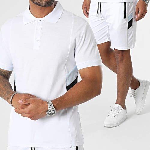 Ensemble Polo Manches Courtes Et Short Jogging E409 Blanc