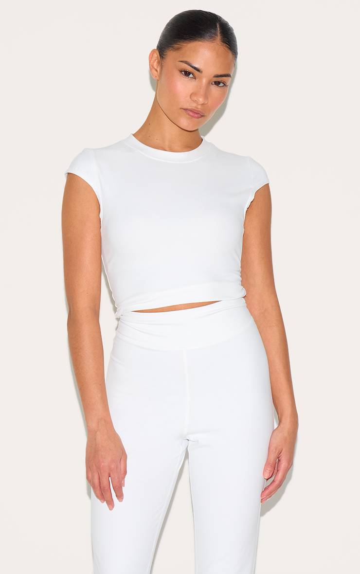 Blanc Pantalon Évasé Contour Sculpt Petite