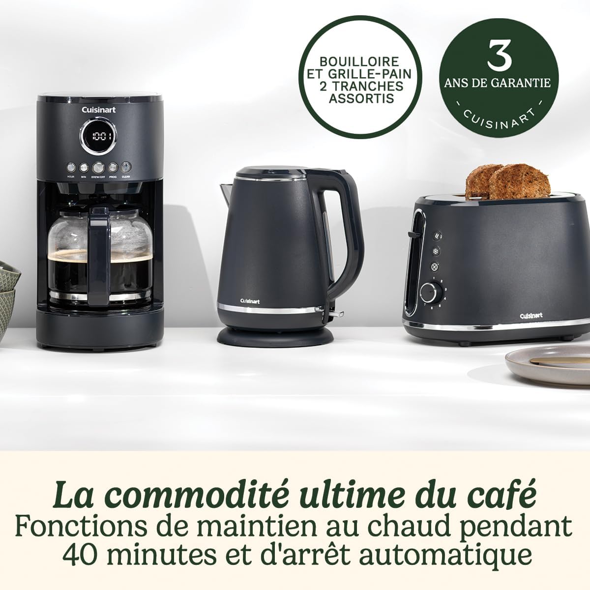 Cuisinart One Cup Grind And Brew - Machine à café avec broyeur intégré | Grain à moudre, Café filtre en portion individuelle | choisissez 3 tailles de tasse | Dosette filtrante réutilisable | Noir