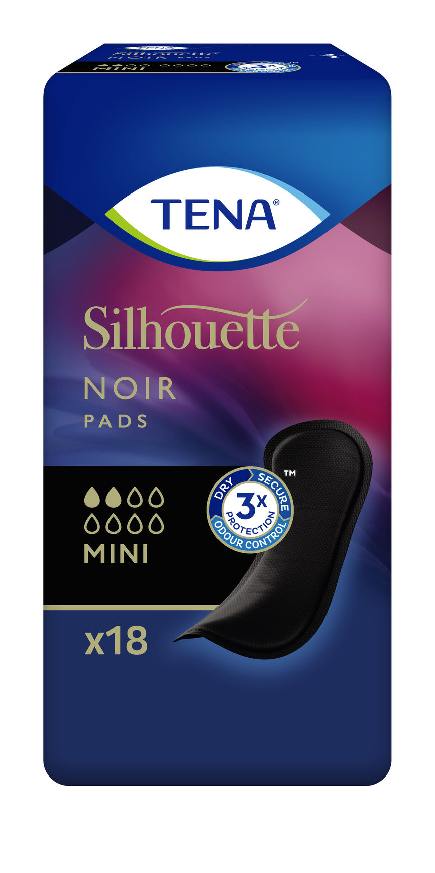 TENA Silhouette Mini bind sort 18 stk