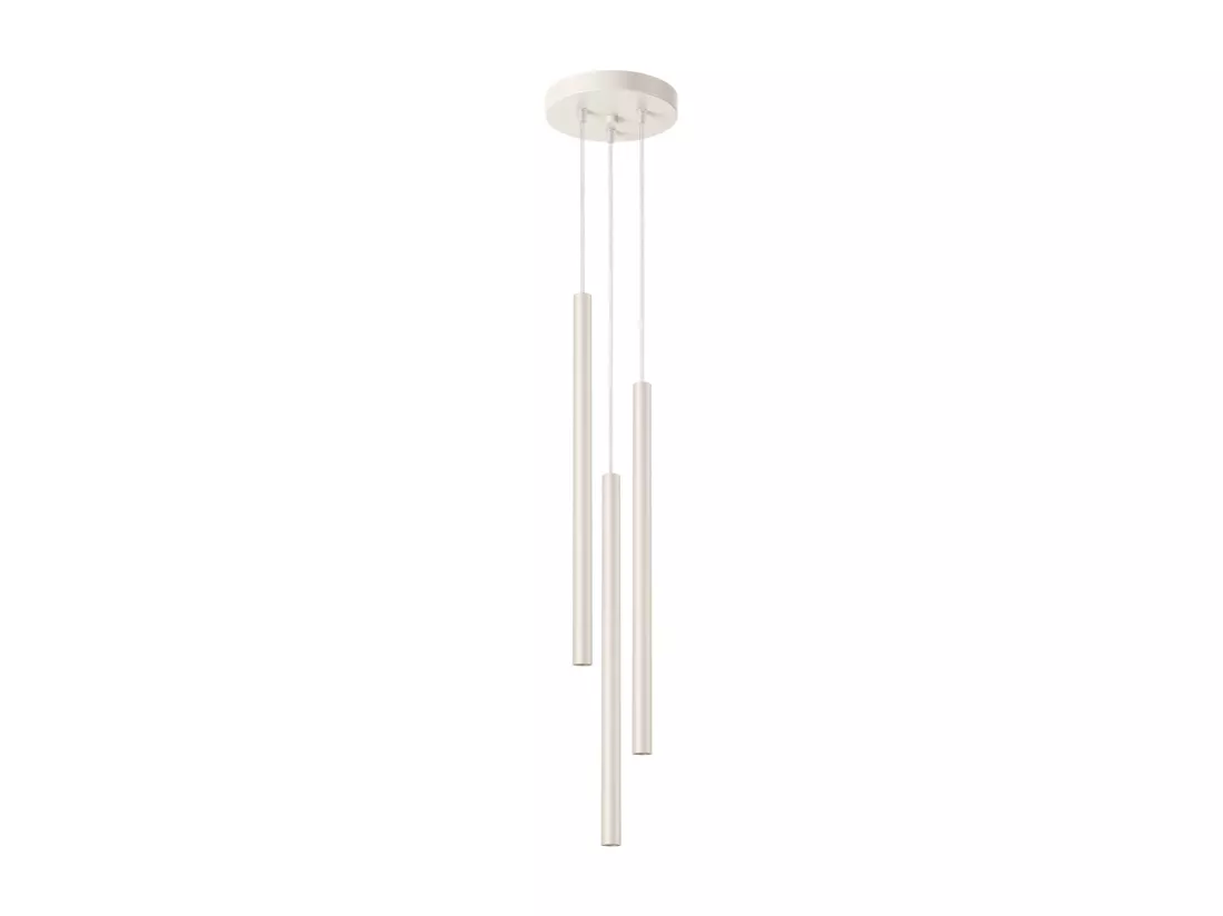 Lampe à suspension Pastelo moderne en acier - 3 sources lumineuses - L.19,5 x H.104 cm - beige