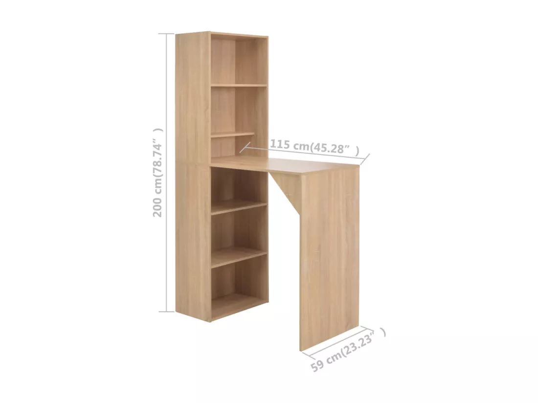 Table de bar avec armoire Chêne 115 x 59 x 200 cm