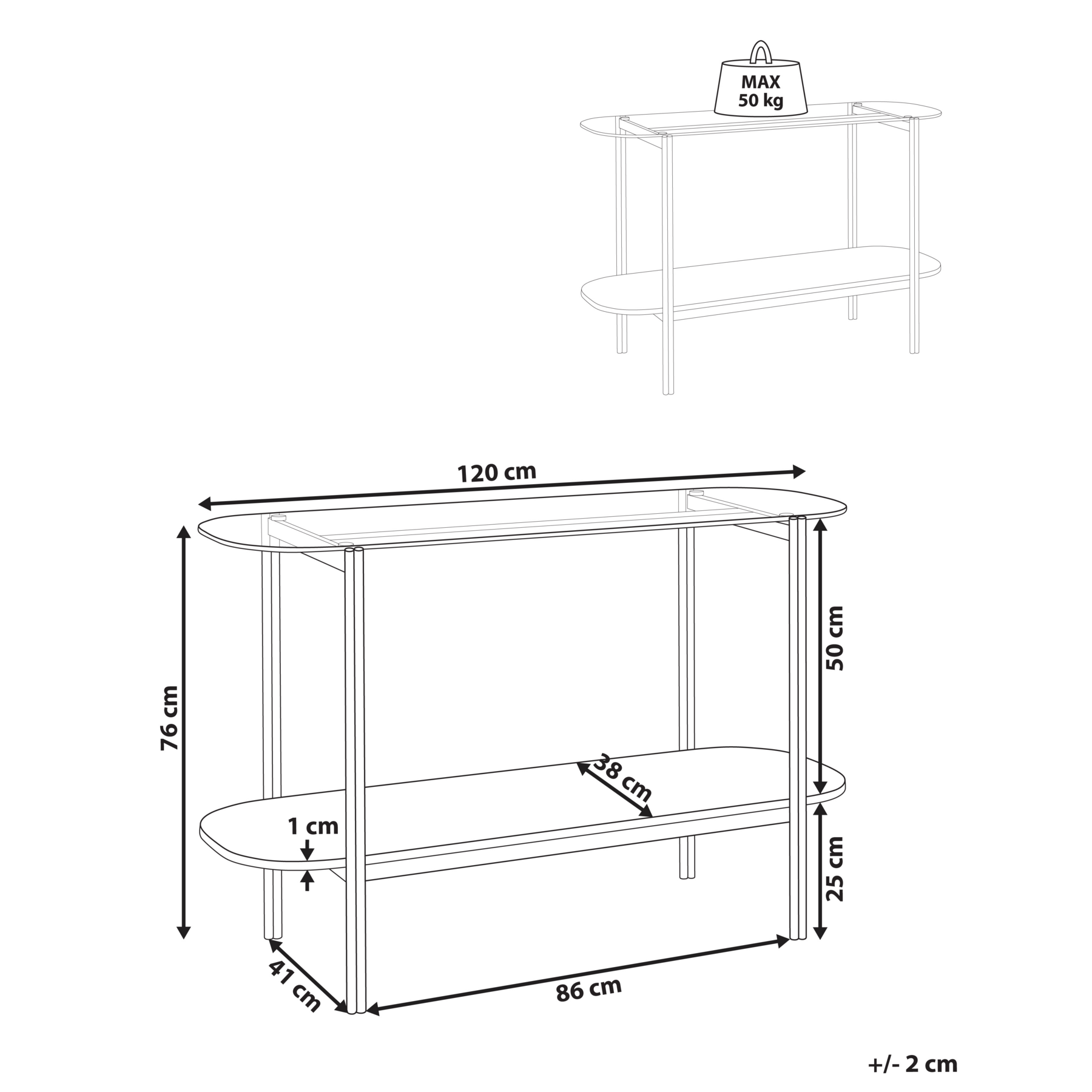Beliani - LOVELL - Sidetable - Lichtbruin|Zilver - Hout