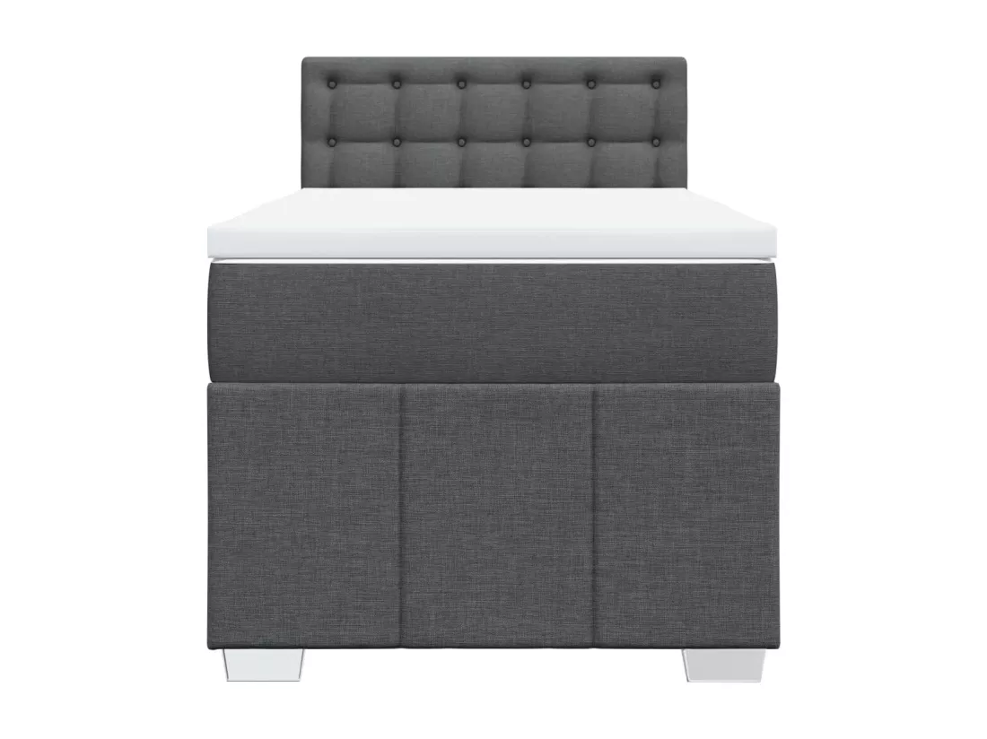 Sommier à lattes de lit et matelas Gris foncé 90x190 cm Tissu