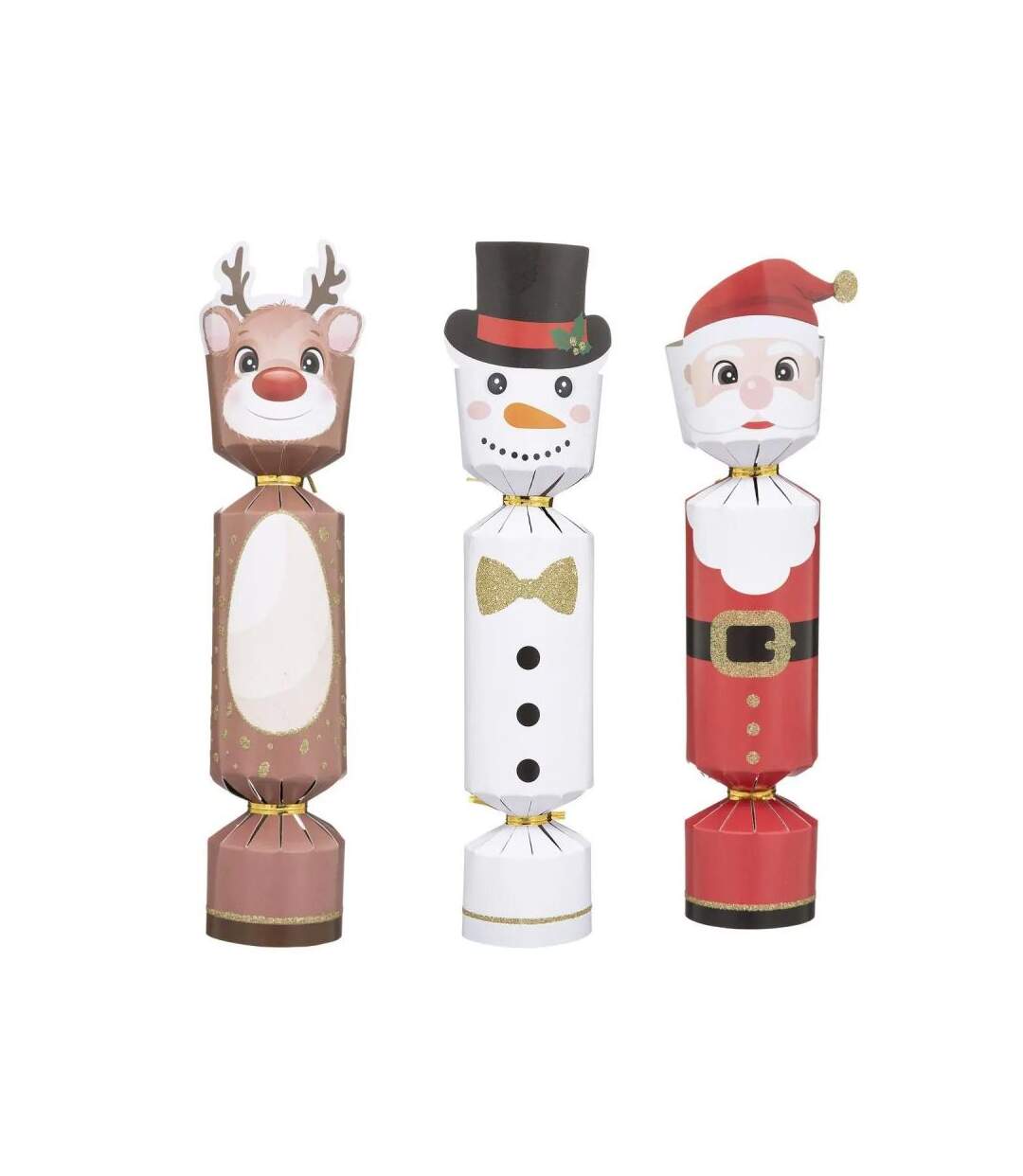Lot de 6 Crackers Déco Noël 26cm Multicolore