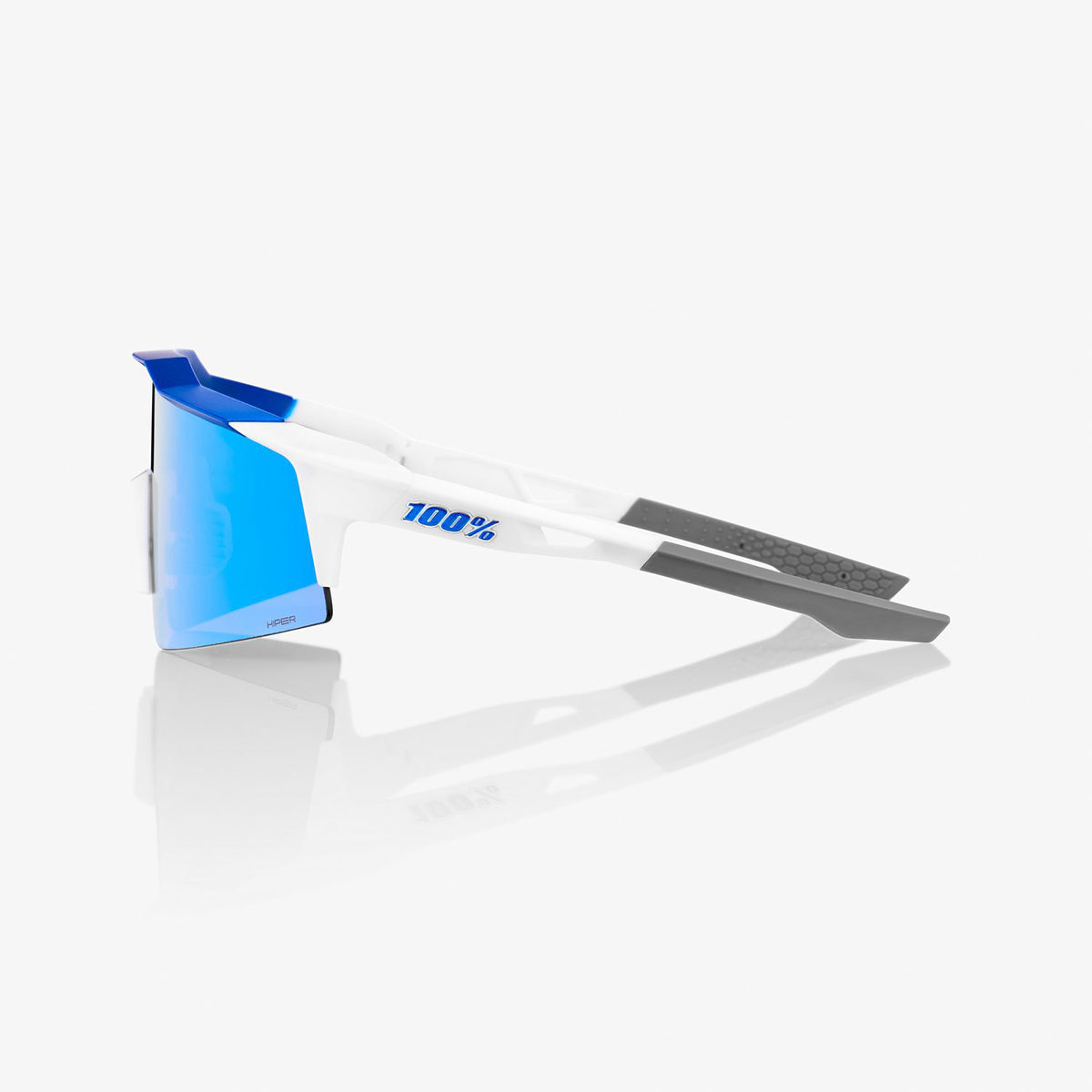 100% Speedcraft SL Sport Zonnebril Mat Wit/Metallic Blauw met HiPER Blue Mu