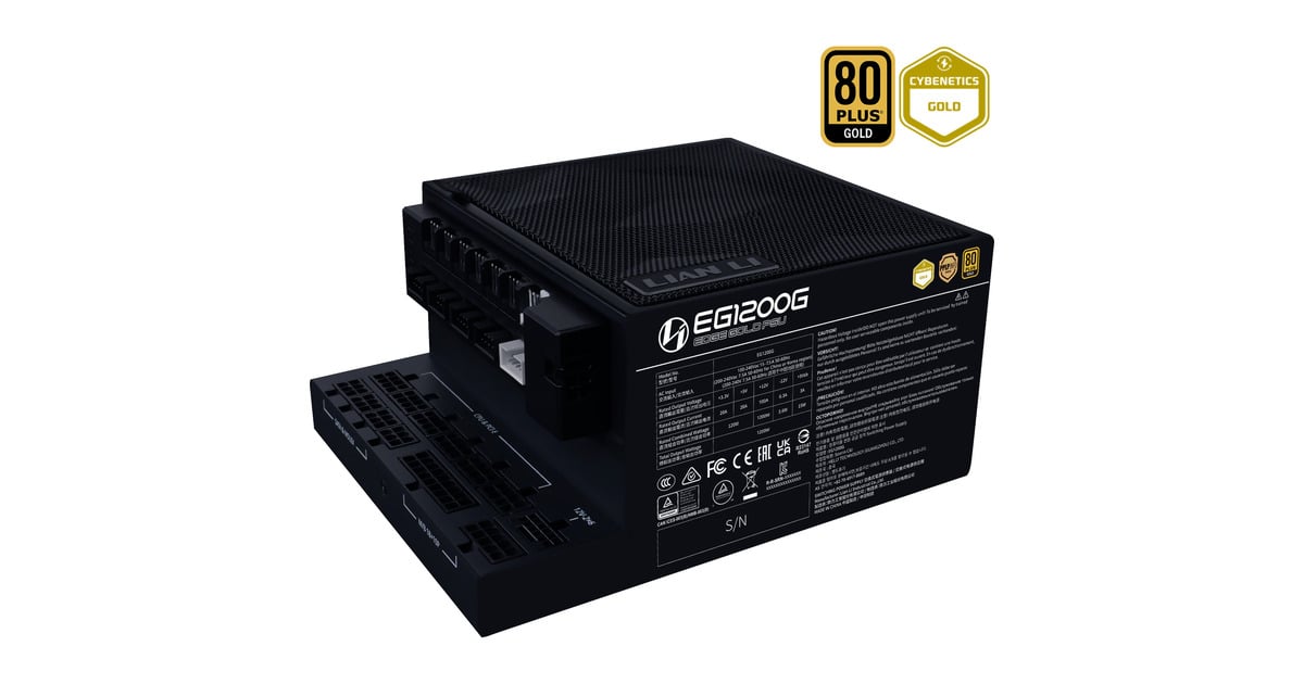 Lian LiEDGE GOLD 1200 modulaire 1200 watt voeding   (Zwart, 1x 12V-2x6, 4x PCIe, 4x USB-header hub)