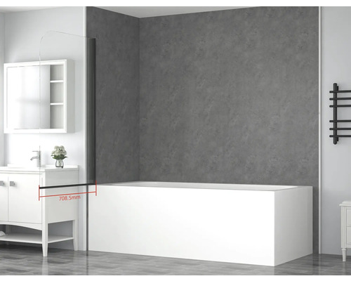 form&style badwand, 1-delig, BAFIA, 750 x 1400 mm, helder glas, profielkleur zwart