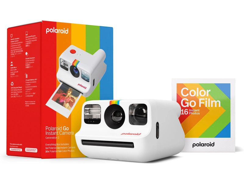 Polaroid Fotokamera Everything Box Go Gen 2.0 Weiss Ultrakompakte Sofortbildkamera im Retro-Stil