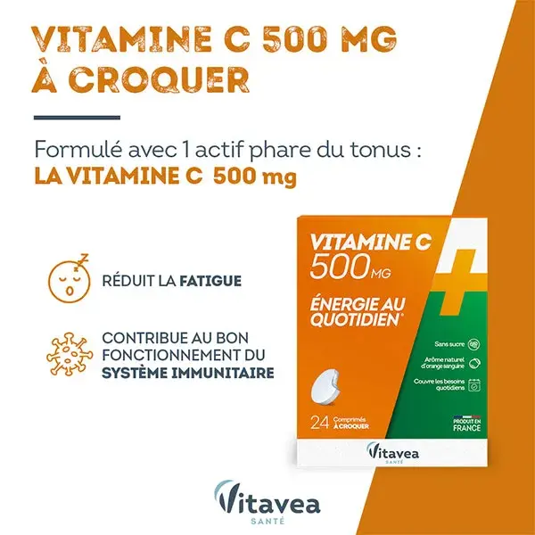 Vitavea Vitamina C 500mg Energia Diária 24 Comprimidos Mastigáveis