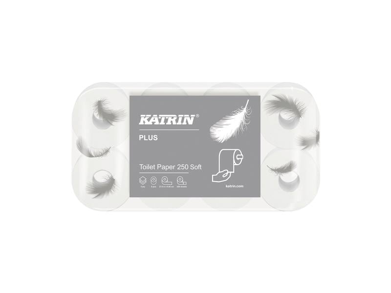 Katrin Toilettenpapier Plus Toilet 250 soft 8 Rollen 3-lagiges WC-Papier