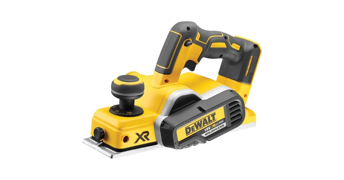 DEWALT 18.0 Volt / 82 mm Schaafmachine (borstelloos) DCP580NT elektrische schaafmachine  (Geel/zwart, Accu en oplader niet inbegrepen)