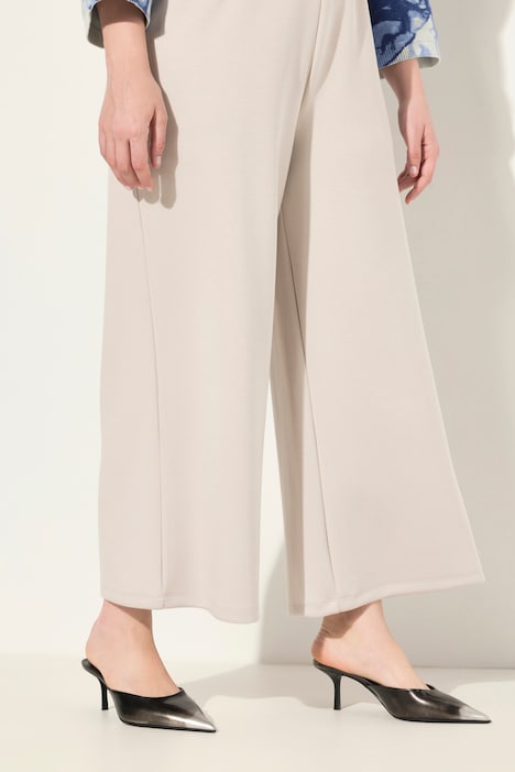 Jersey-Culotte, wadenlang, weites Bein, Elastikbund