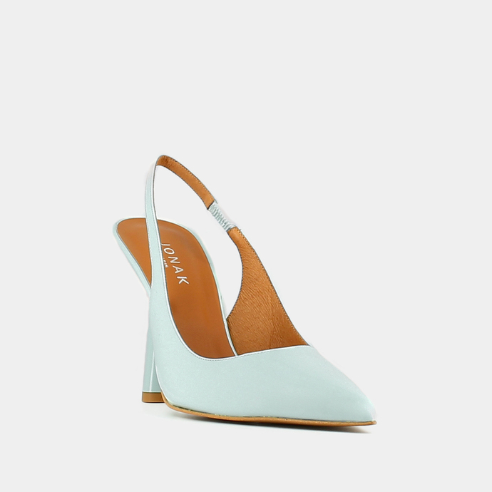 Escarpins slingback à bouts pointus  en vernis turquoise