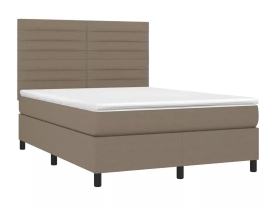 Sommier tapissier avec matelas et LED Taupe 140x190 cm Tissu
