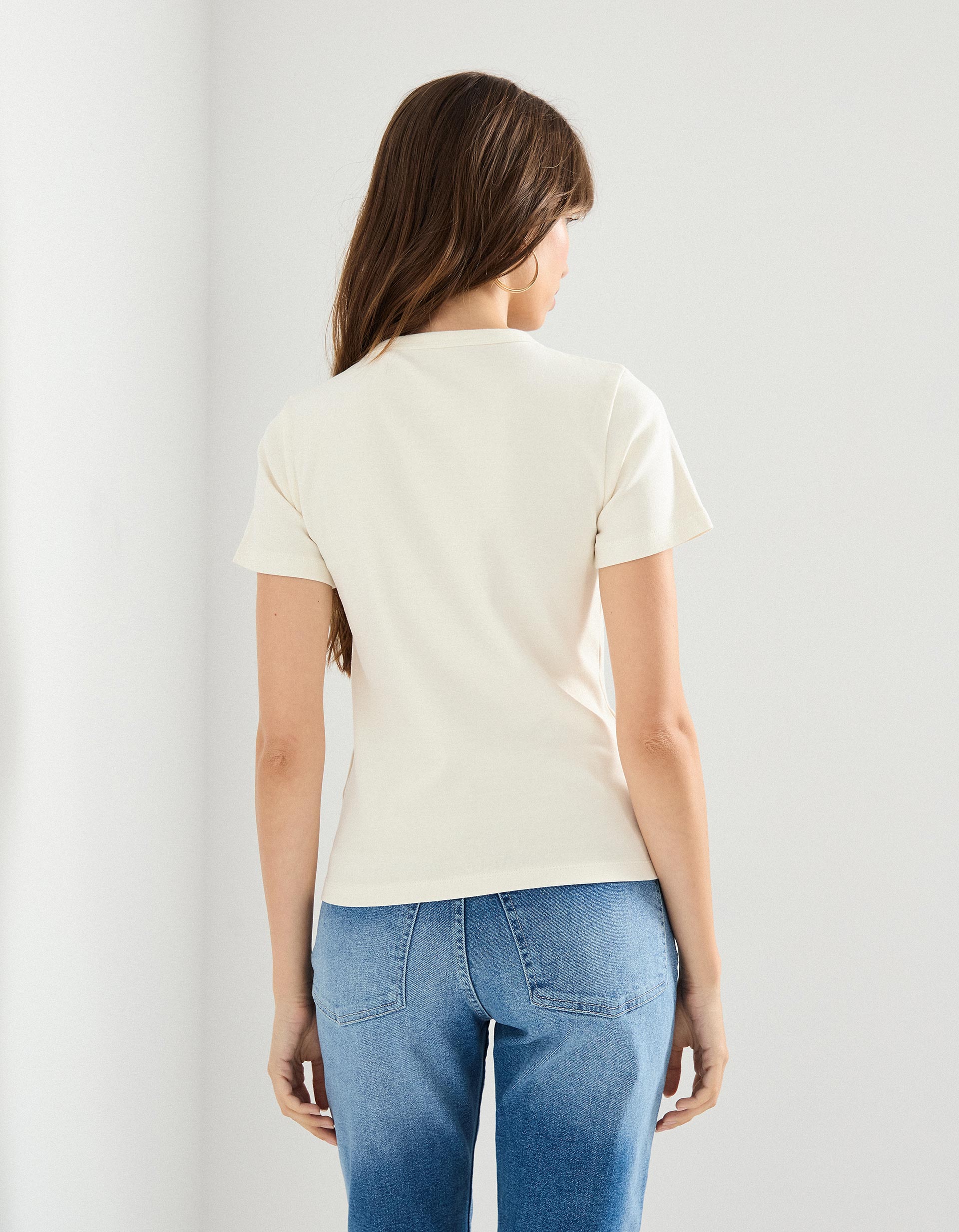 T-shirt, Mulher, Bege