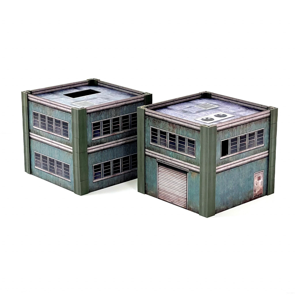 Metropolis Cityscape Two Small Steel Buildings