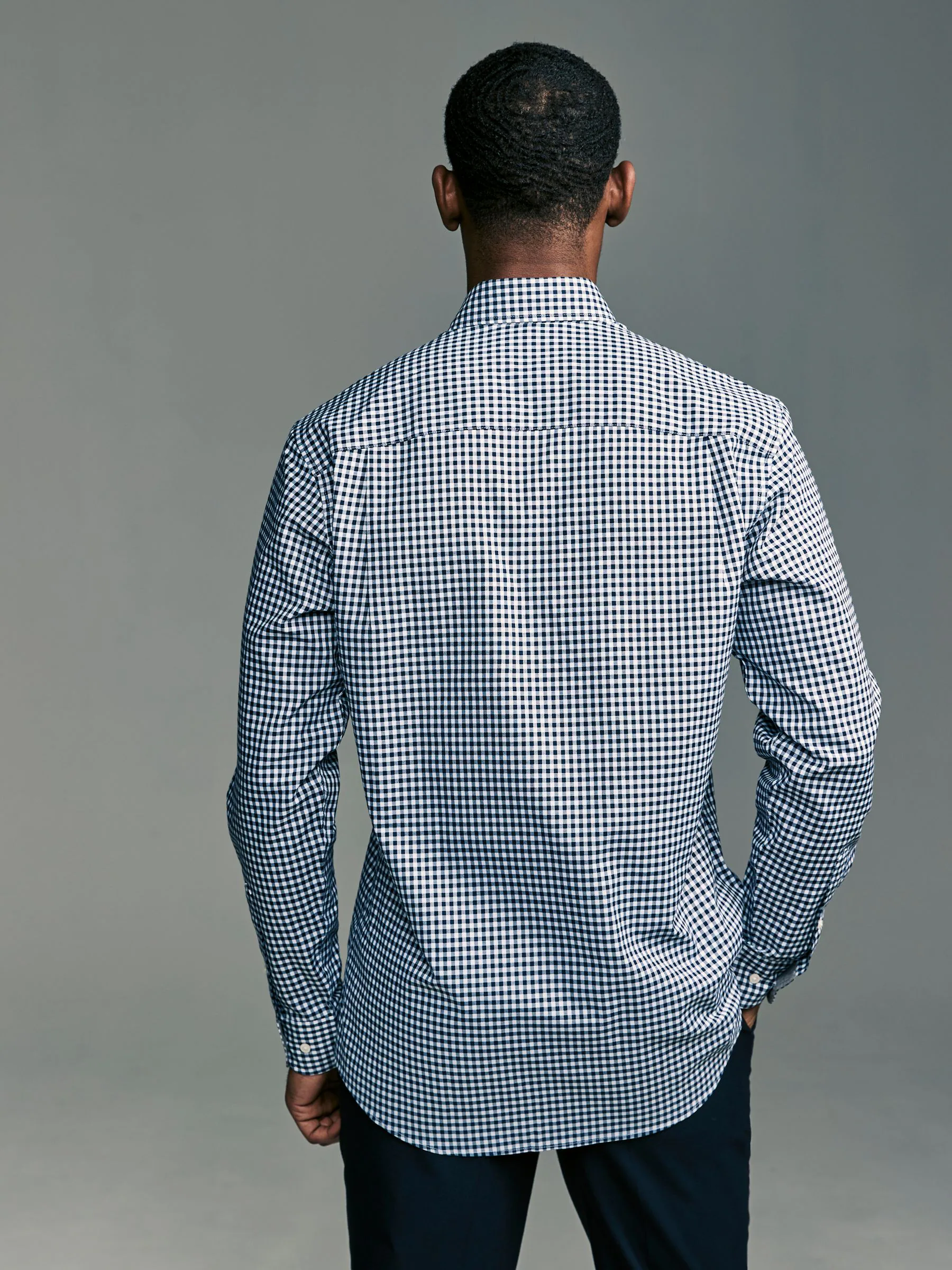Blauw gingham/rood gingham - Set van 2 stuks strijkvrije Oxford-overhemden