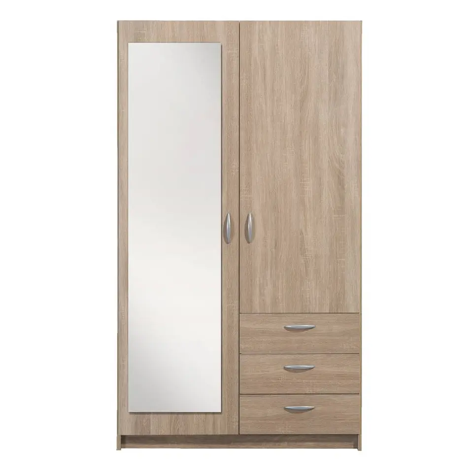 Kledingkast Varia 2-deurs inclusief spiegel - licht eiken - 175x97x50 cm