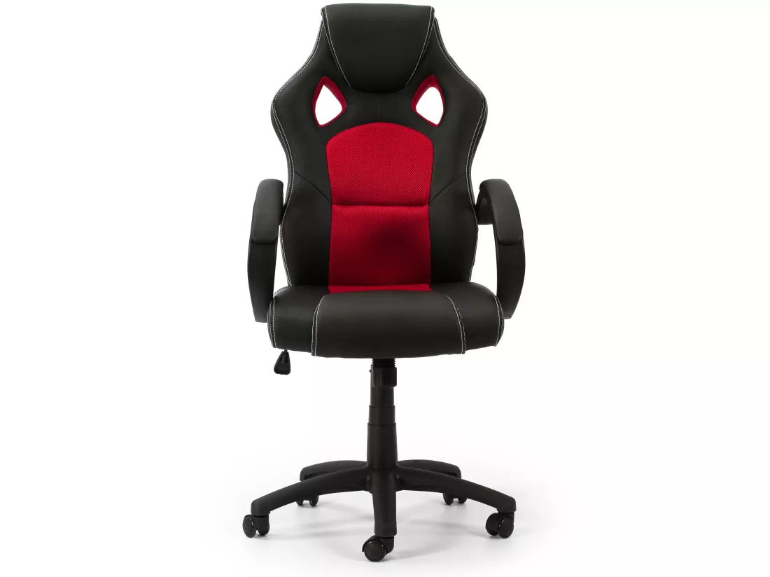 Fauteuil de Bureau réglable et inclinable Hamilton tapissé en Similicuir,Noir/Rouge