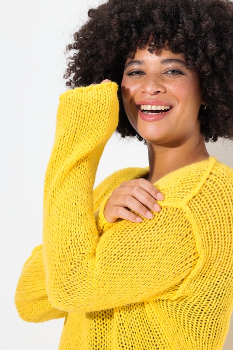 Pullover, oversized, Ballonärmel, V-Ausschnitt.