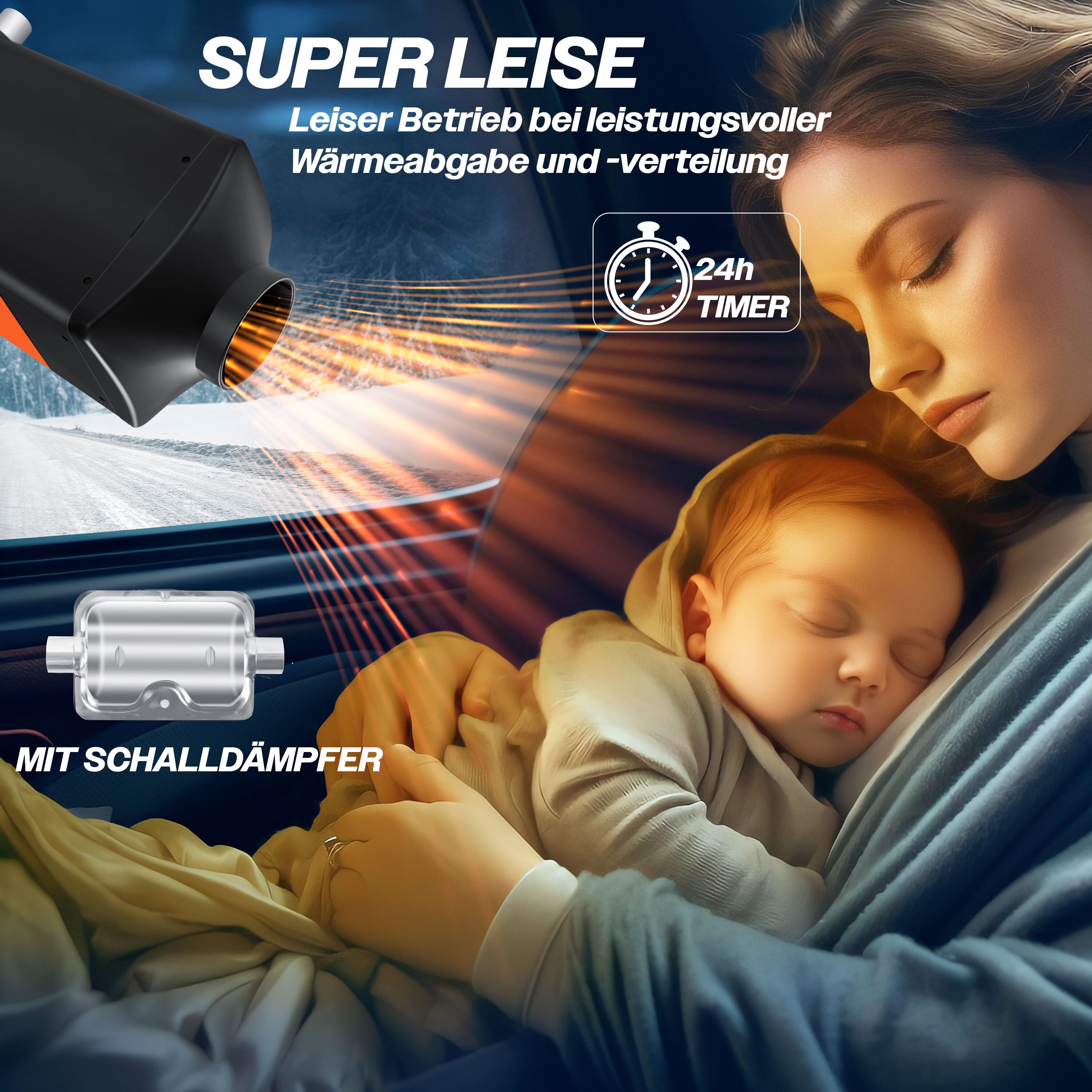 KESSER® Standheizung 5 & 8KW für Diesel | Diesel-Heizung mit LCD-Display und Fernbedienung | Lufterhitzer mit Schalldämpfer für Auto PKW LKW Wohnmobil | Heizung & Timer sowie Thermostat | 12V/24V KFZ