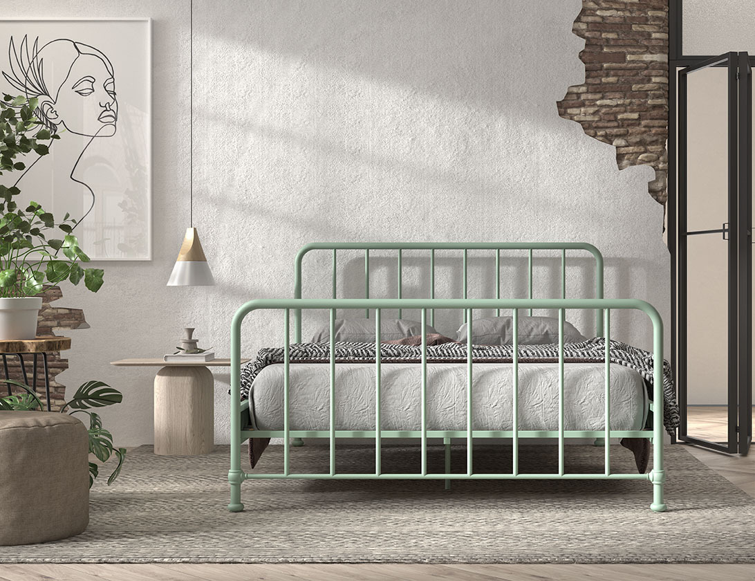 Metallbett BRONXX - olivgrün matt - 160x200 cm