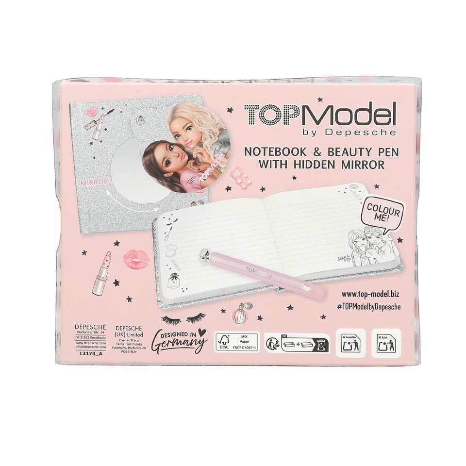 Topmodel - Beauty Notesbog med kuglepen - Silver