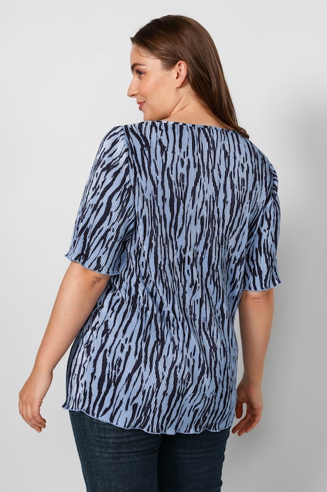 Plisseeshirt mit farbharmonischem Allover Print