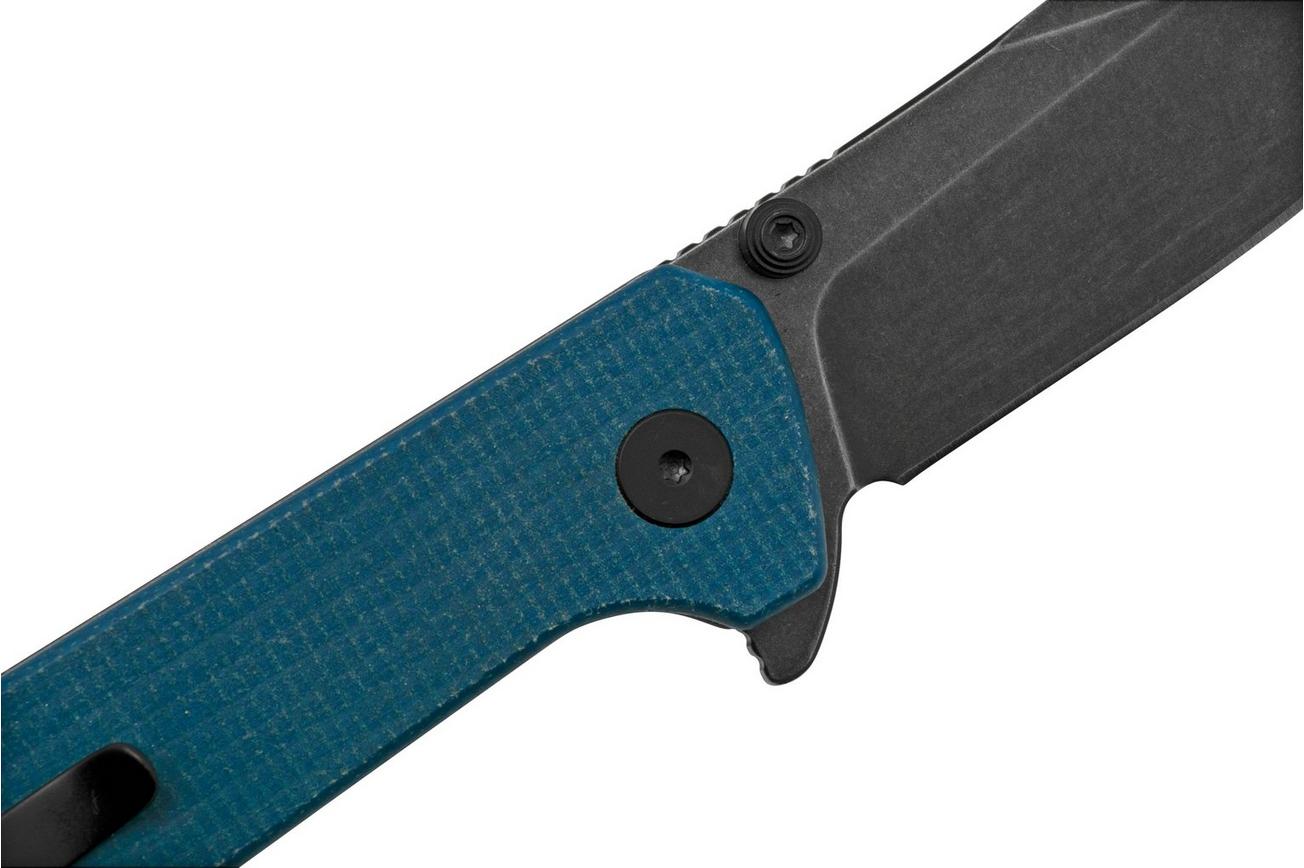 QSP Grebe QS147-B2, 14C28N zwart Clippoint blauw Micarta, zakmes