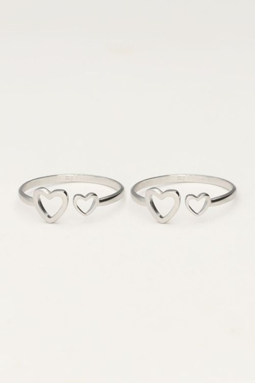 Moeder & dochter hartjes ringen set