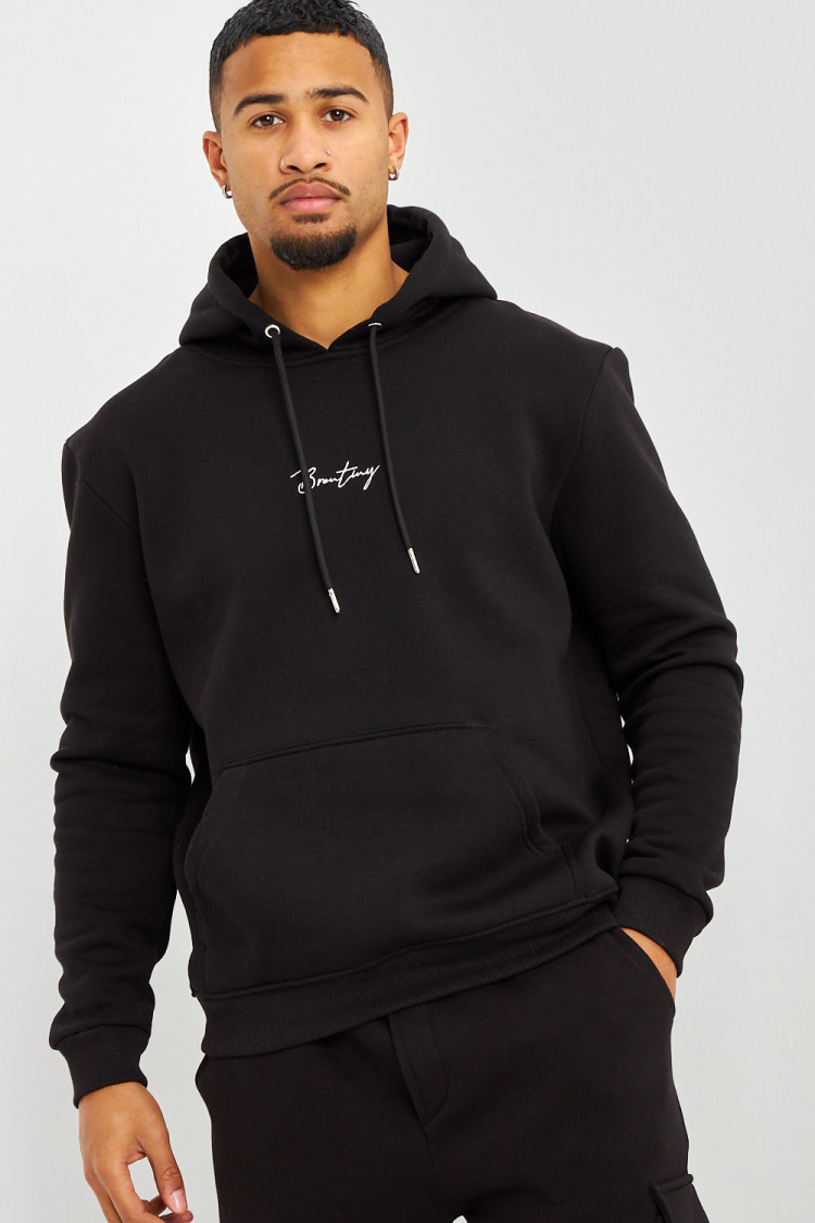 Sweat à capuche noir inscription Brentiny