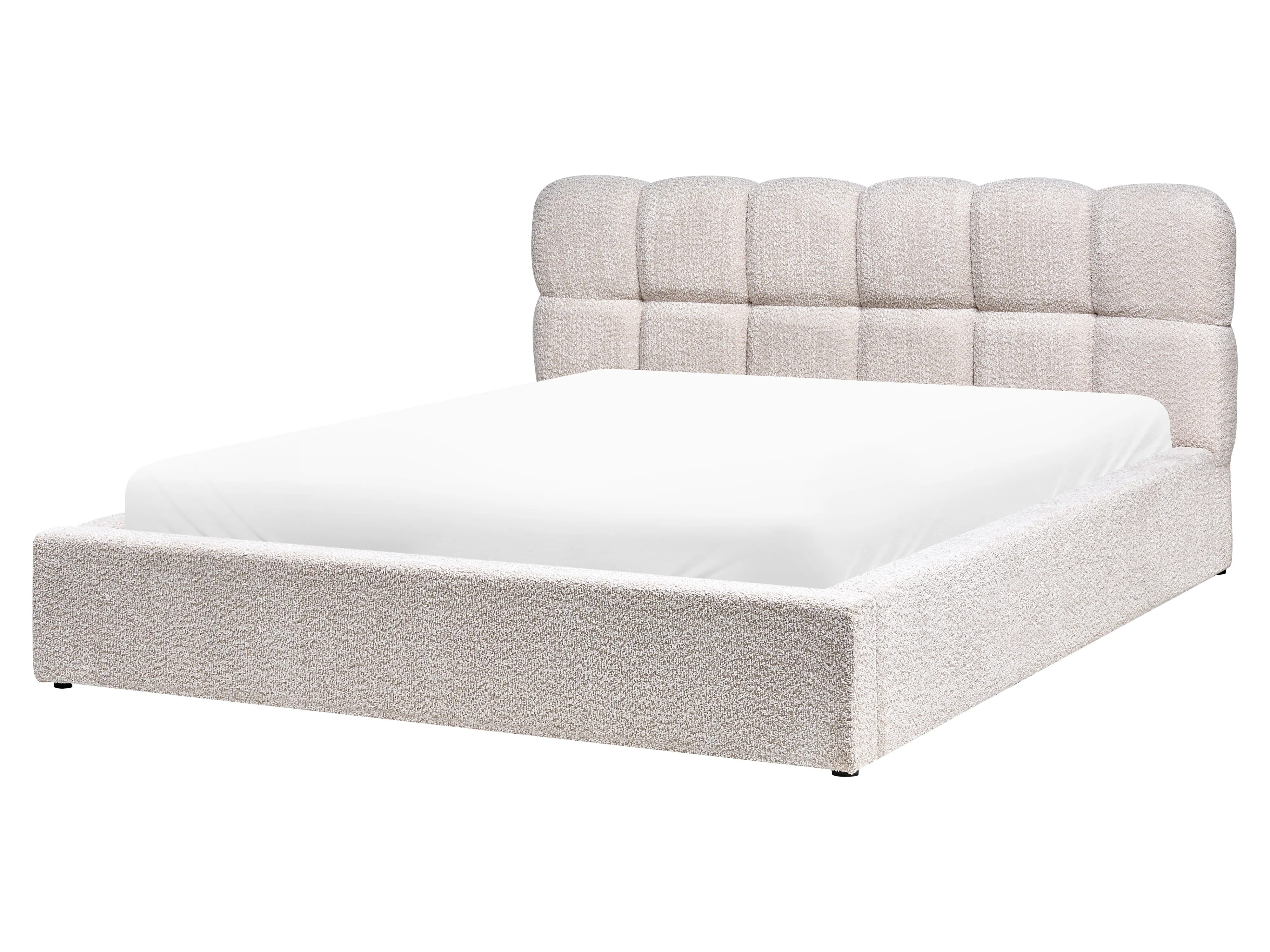Bed met opbergruimte Bouclé BASTON 160 x 200 cm Lichtbeige