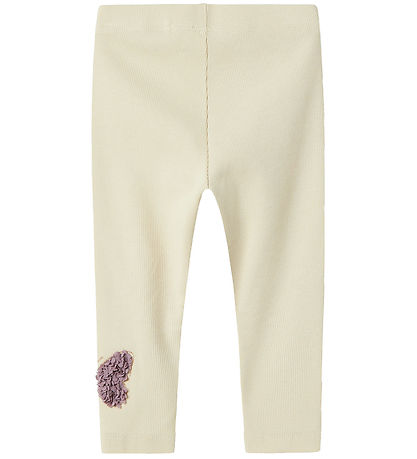 Name It Leggings - Rib - NbfBolia - Summer Sand m. Schmetterling