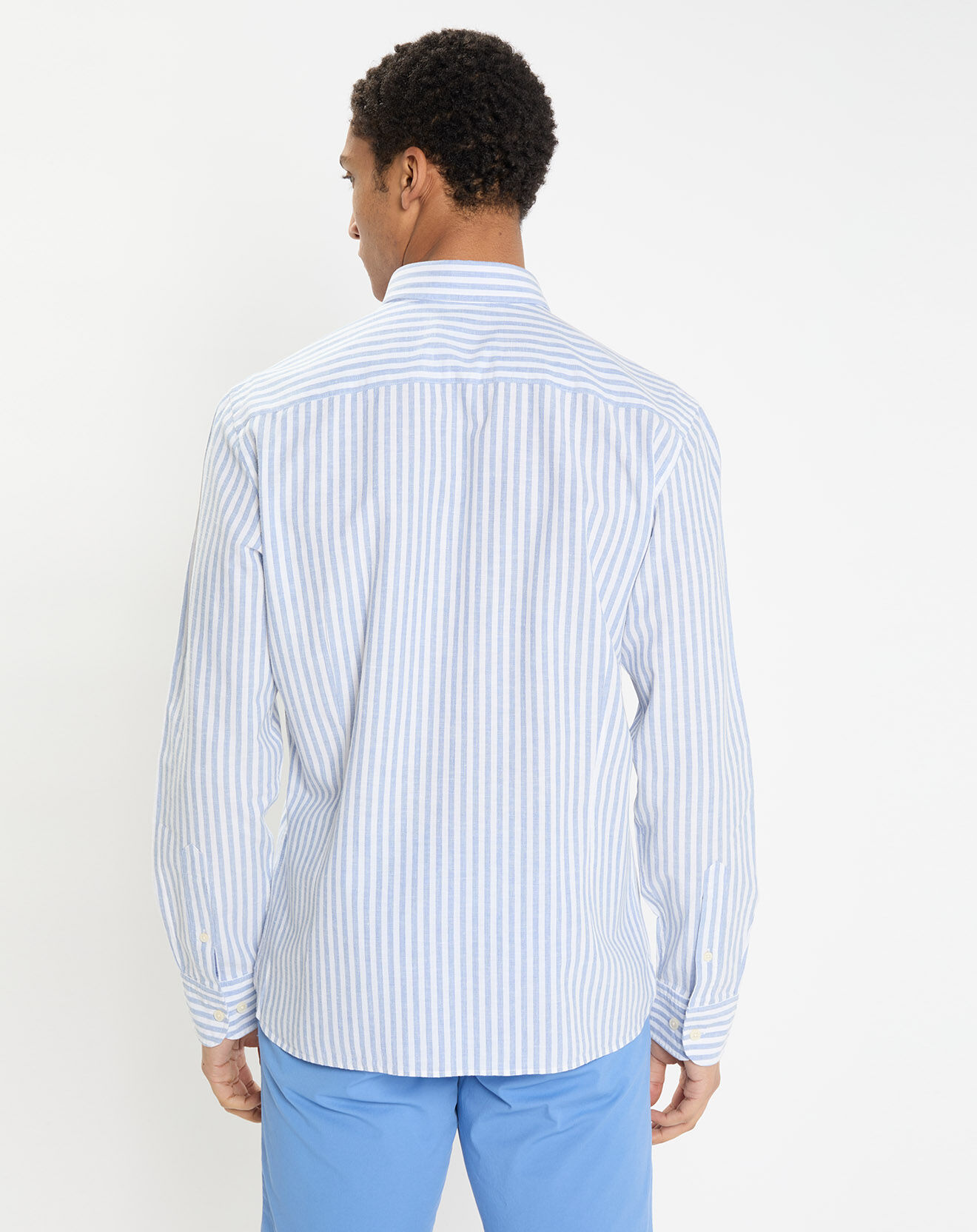 Hackett London Chemise en Coton & Lin Slim Fit à rayures bleu/blanc