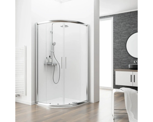 SCHULTE Kristall/Trend ExpressPlus R550 ronde douchecabine, 90x90 cm, helder glas, chroom profiel, inclusief douchebak