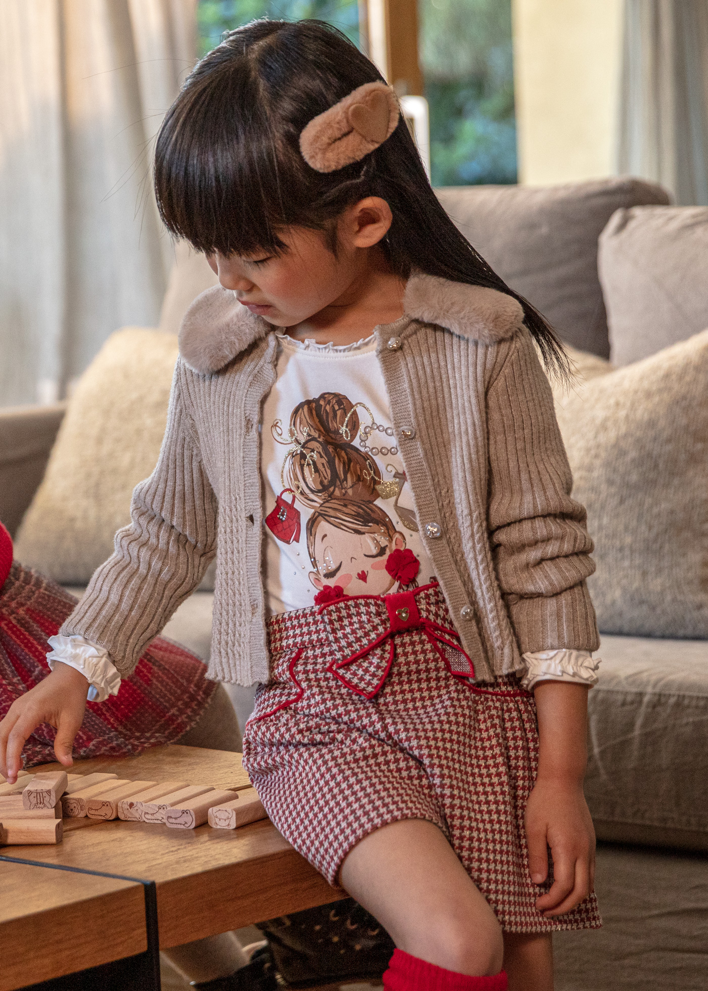 calças culote jacquard para meninas