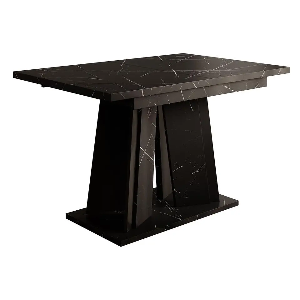 Meubella - Eetkamertafel Delilah - Zwart marmerlook - 160 cm - Uitschuifbaar