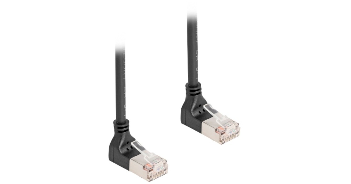 DeLOCKRJ45 Network Cable Cat.6A S/FTP Slim 90° upwards / upwards angled 3 m kabel  (Zwart)