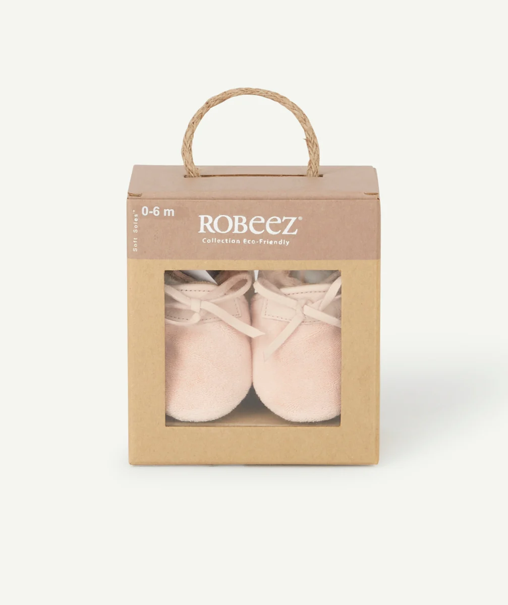 ROBEEZCHAUSSONS BÉBÉ EN CUIR ET CRÊPE ROSE PÂLE