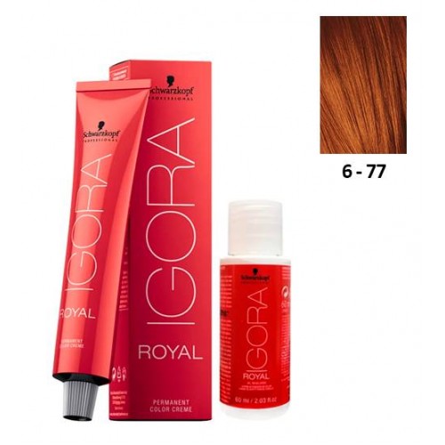 Schwarzkopf Igora Royal 6-77 Louro Escuro Cobre Extra 60ml   Oxidante 20V