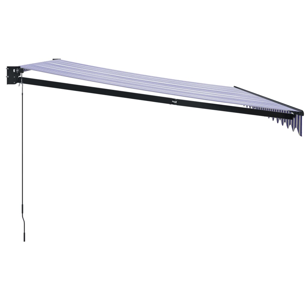 Auvent rétractable bleu et blanc 4,5x3 m tissu et aluminium