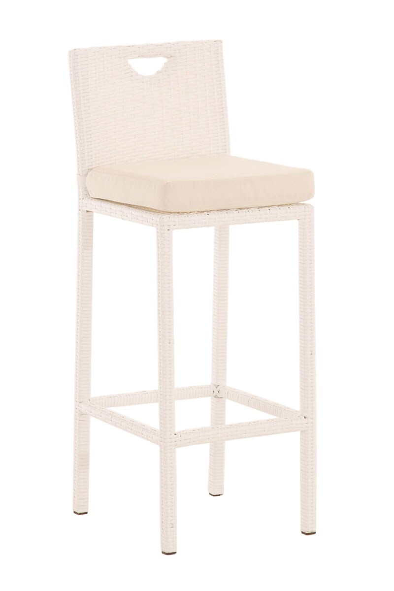 CLP Outdoor-Barhocker Mari Mit Sitzkissen I Polyrattan Tresenstuhl Mit Fußstütze I Thekenhocker Mit 75 Cm Sitzhöhe
