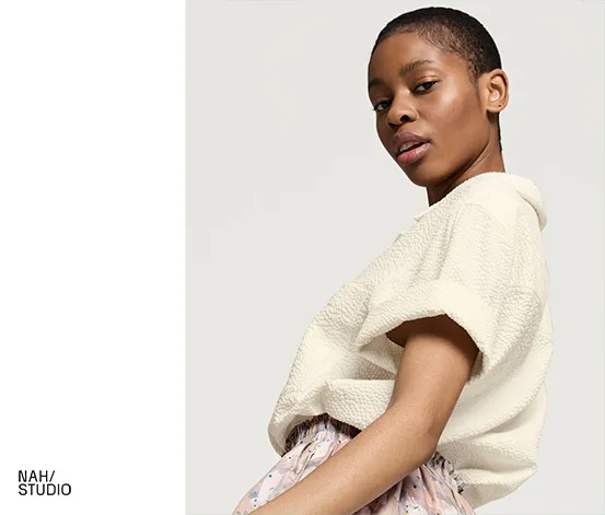 NAH/STUDIO Seersucker-Bluse | ungefärbte Baumwolle, Undyed